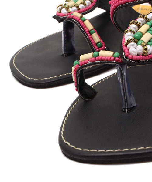 チャイハネ（チャイハネ）の「【チャイハネ】リーフビーズトングサンダル（サンダル・レディース・ブラウン/ブラック・FREE）」の5枚目の写真