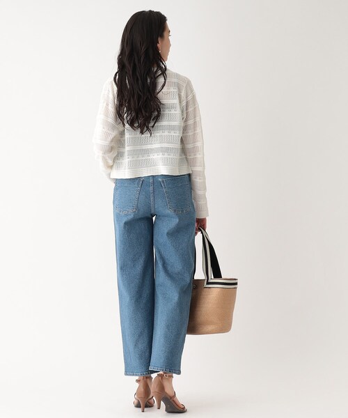 OPAQUE.CLIP（オペークドットクリップ）の「◆スカシ柄編みニットカーディガン【洗える】（カーディガン/ボレロ・レディース・ホワイト系/ブラック/ダークオレンジ・00）」の7枚目の写真