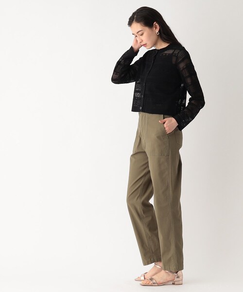 OPAQUE.CLIP（オペークドットクリップ）の「◆スカシ柄編みニットカーディガン【洗える】（カーディガン/ボレロ・レディース・ホワイト系/ブラック/ダークオレンジ・00）」の13枚目の写真