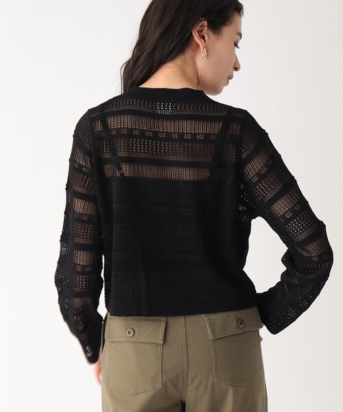 OPAQUE.CLIP（オペークドットクリップ）の「◆スカシ柄編みニットカーディガン【洗える】（カーディガン/ボレロ・レディース・ホワイト系/ブラック/ダークオレンジ・00）」の15枚目の写真
