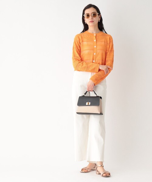 OPAQUE.CLIP（オペークドットクリップ）の「◆スカシ柄編みニットカーディガン【洗える】（カーディガン/ボレロ・レディース・ホワイト系/ブラック/ダークオレンジ・00）」の17枚目の写真