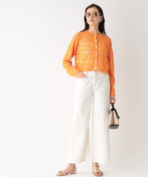 OPAQUE.CLIP（オペークドットクリップ）の「◆スカシ柄編みニットカーディガン【洗える】（カーディガン/ボレロ・レディース・ホワイト系/ブラック/ダークオレンジ・00）」の18枚目の写真