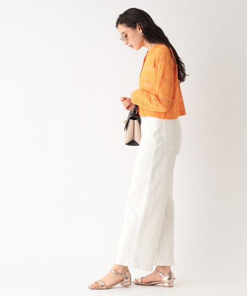 OPAQUE.CLIP（オペークドットクリップ）の「◆スカシ柄編みニットカーディガン【洗える】（カーディガン/ボレロ・レディース・ホワイト系/ブラック/ダークオレンジ・00）」の20枚目の写真