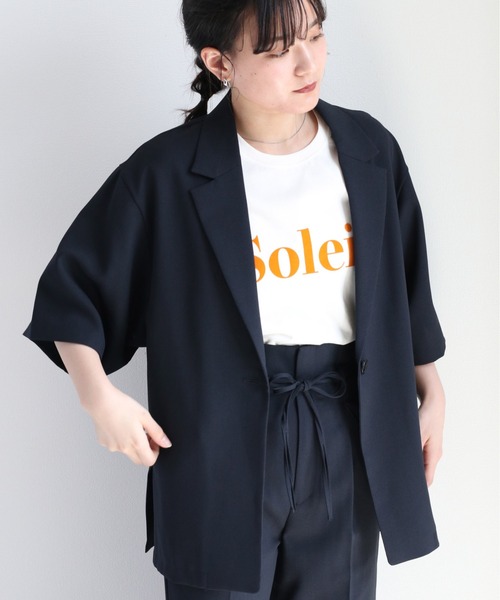 cepo(セポ)の「リネンライク イージーサマージャケット セットアップ可能(テーラードジャケット・レディース・グリーン/ブラック・M)」の5枚目の写真