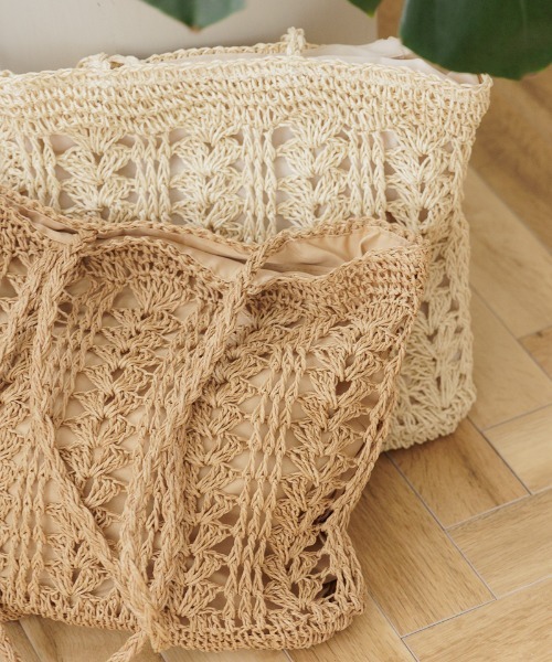 flower（フラワー）の「リラックスクロシェトート（トートバッグ・レディース・ブラウン/アイボリー・FREE）」の5枚目の写真