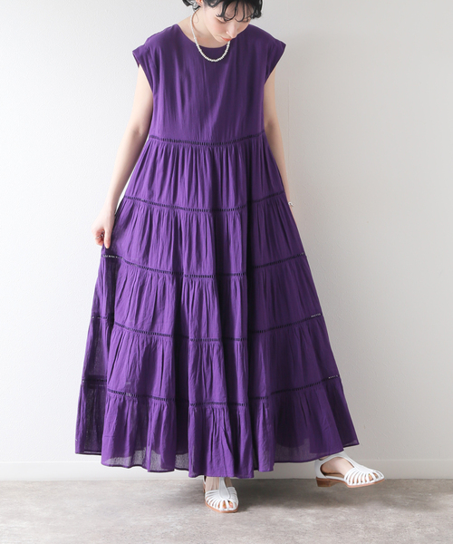 【美品】スローブイエナ SLOBE IENA ロングワンピース 更紗パープル SLOBE IENA（ロングワンピース/マキシワンピース）のフリマ