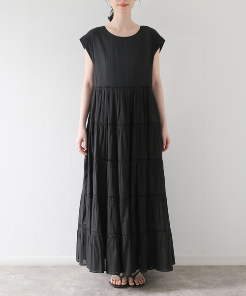 SLOBE IENA 【normment/ノーメント】ワンピース　黒 セール】【normment/ノーメント】 stripe cotton n/s ワンピース