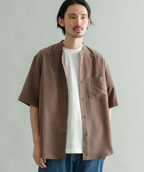 URBAN RESEARCH（アーバンリサーチ）の「『Sサイズあり』パウダーポプリンショートスリーブバンドカラーシャツ（シャツ/ブラウス・メンズ・ブルー/ミント/ブラウン/チャコールグレー・LARGE/MEDIUM/SMALL）」の9枚目の写真