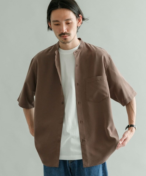 URBAN RESEARCH（アーバンリサーチ）の「『Sサイズあり』パウダーポプリンショートスリーブバンドカラーシャツ（シャツ/ブラウス・メンズ・ブルー/ミント/ブラウン/チャコールグレー・LARGE/MEDIUM/SMALL）」の10枚目の写真
