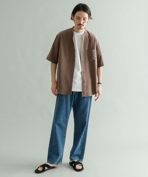 URBAN RESEARCH（アーバンリサーチ）の「『Sサイズあり』パウダーポプリンショートスリーブバンドカラーシャツ（シャツ/ブラウス・メンズ・ブルー/ミント/ブラウン/チャコールグレー・LARGE/MEDIUM/SMALL）」の12枚目の写真
