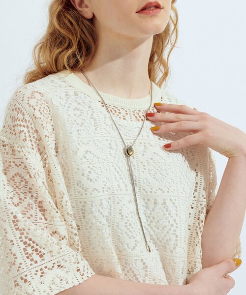 tk.TAKEO KIKUCHI(ティーケータケオキクチ)の「メタルループタイネックレス(ネックレス・レディース・シルバー/シルバー系4・00)」の2枚目の写真