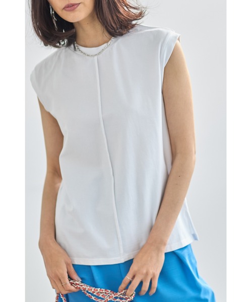 &. NOSTALGIA（アンドドットノスタルジア）の「ピンタックタンクトップ（Tシャツ/カットソー・レディース・ホワイト×ブラック/オフホワイト/グレー・FREE）」の7枚目の写真