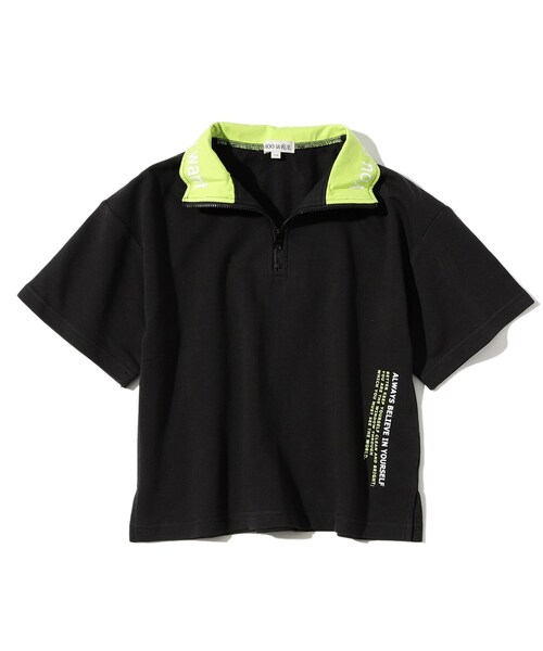 SHOO・LA・RUE(シューラルー)の「◆【110-140cm】ミニ裏毛ハーフジップ五分袖プルオーバー(ポロシャツ・キッズ・ブラック/ライトベージュ・11/12/13/14)」の4枚目の写真