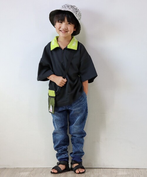 SHOO・LA・RUE(シューラルー)の「◆【110-140cm】ミニ裏毛ハーフジップ五分袖プルオーバー(ポロシャツ・キッズ・ブラック/ライトベージュ・11/12/13/14)」の15枚目の写真