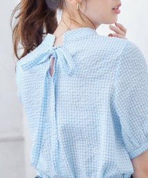 (ブルーク・タバナー) Brook Taverner レディース Kansas ギンガムチェック柄 長袖シャツ ブラウス PC3922 (ブルー) Brook Taverner Ladies Kansas Gingham Long Sleeve Shirt
