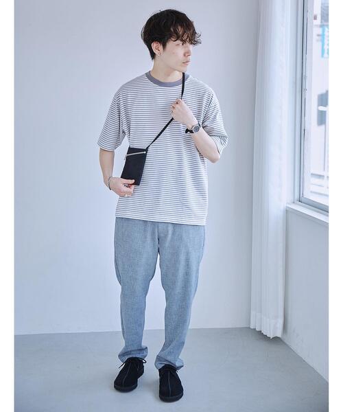 green label relaxing（グリーンレーベルリラクシング）の「マルチボーダー クルーネック Tシャツ（Tシャツ/カットソー・メンズ・コバルトブルー/グレー・M/S/L/XL）」の4枚目の写真