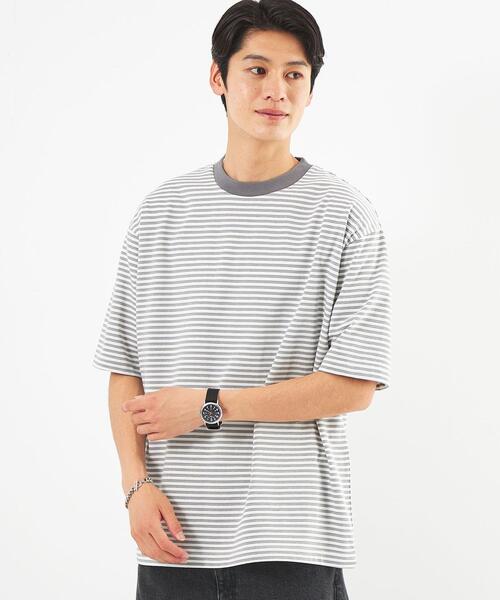 green label relaxing（グリーンレーベルリラクシング）の「マルチボーダー クルーネック Tシャツ（Tシャツ/カットソー・メンズ・コバルトブルー/グレー・M/S/L/XL）」の6枚目の写真