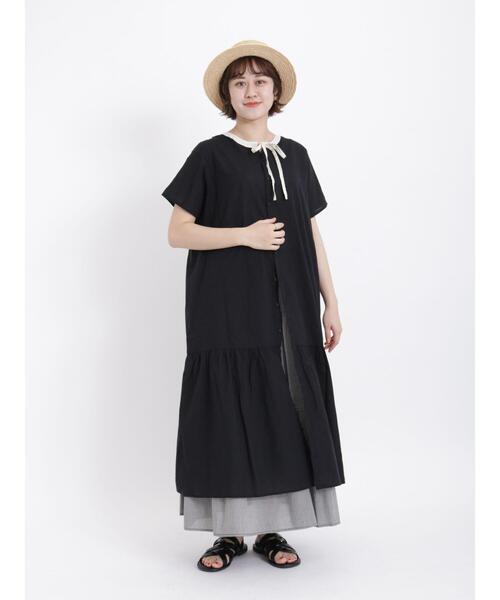 Samansa Mos2（サマンサ モスモス）の「◎前後着配色パイピングワンピース（ワンピース・レディース・レッド/ブルー/キナリ/キャメル/ブラック・F）」の16枚目の写真