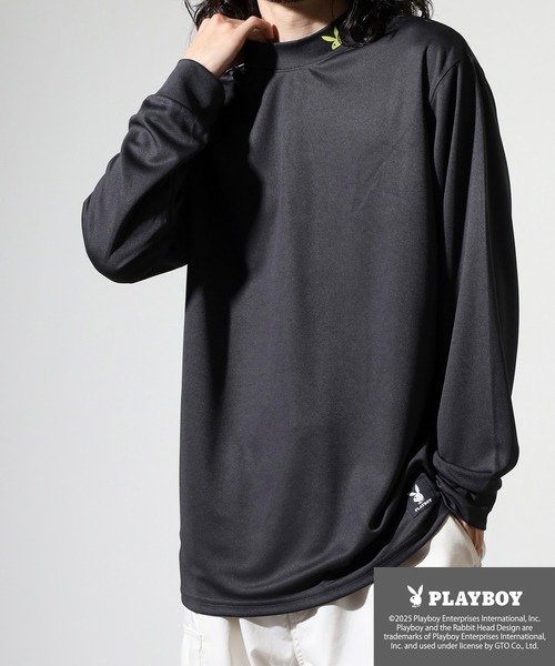 PLAYBOY（プレイボーイ）の「PLAYBOY High neck long sleeve innerwear / ハイネック長袖インナー（Tシャツ/カットソー・メンズ・ホワイト/チャコールグレー/ブラック/ダークグレー/チャコール/ホワイト系/ホワイト系1/ブラック系/ブラック系1・XL/M/L）」の10枚目の写真