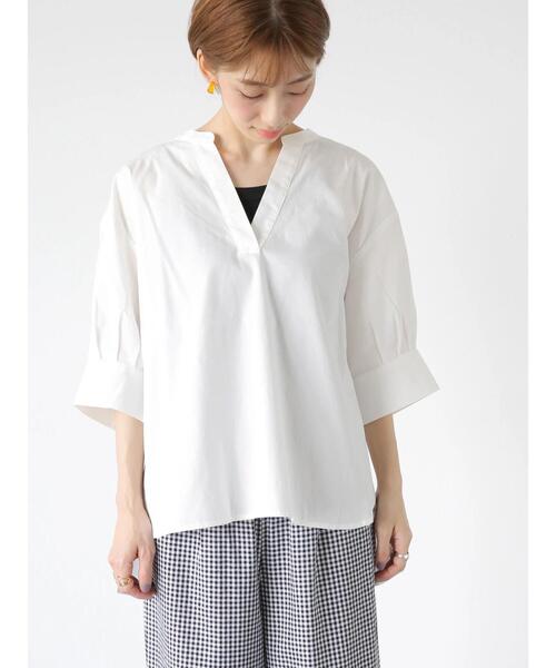 Lugnoncure（ルノンキュール）の「タイプライタースキッパーシャツ（シャツ/ブラウス・レディース・ブラック/オフホワイト/キャメル・F）」の2枚目の写真