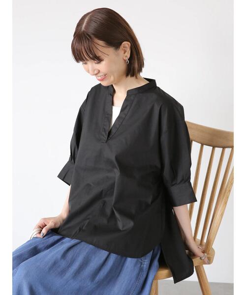 Lugnoncure（ルノンキュール）の「タイプライタースキッパーシャツ（シャツ/ブラウス・レディース・ブラック/オフホワイト/キャメル・F）」の3枚目の写真