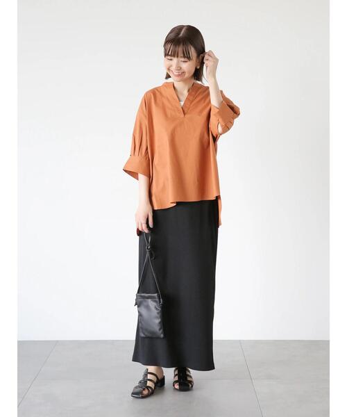 Lugnoncure（ルノンキュール）の「タイプライタースキッパーシャツ（シャツ/ブラウス・レディース・ブラック/オフホワイト/キャメル・F）」の10枚目の写真