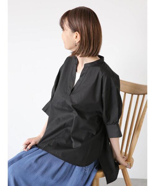 Lugnoncure（ルノンキュール）の「タイプライタースキッパーシャツ（シャツ/ブラウス・レディース・ブラック/オフホワイト/キャメル・F）」の4枚目の写真