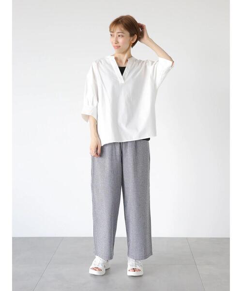 Lugnoncure（ルノンキュール）の「タイプライタースキッパーシャツ（シャツ/ブラウス・レディース・ブラック/オフホワイト/キャメル・F）」の11枚目の写真