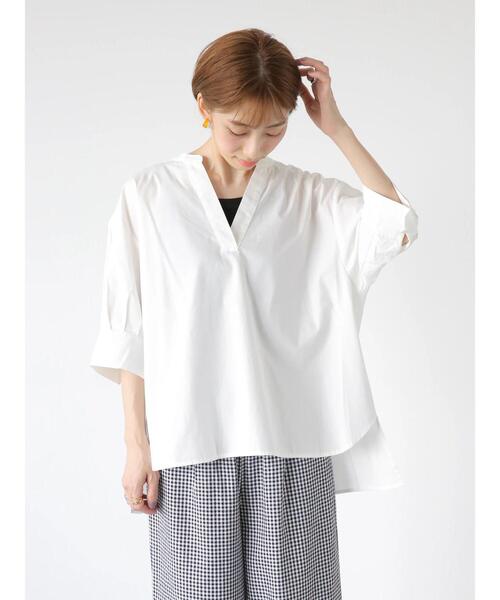 Lugnoncure（ルノンキュール）の「タイプライタースキッパーシャツ（シャツ/ブラウス・レディース・ブラック/オフホワイト/キャメル・F）」の13枚目の写真