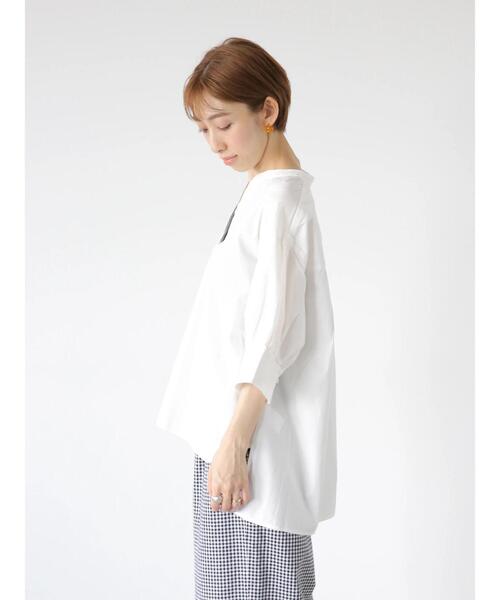 Lugnoncure（ルノンキュール）の「タイプライタースキッパーシャツ（シャツ/ブラウス・レディース・ブラック/オフホワイト/キャメル・F）」の14枚目の写真