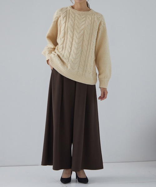 for/c(フォーシー)の「ケーブル編みゆるニットプルオーバー【サスティナブル】(ニット/セーター・レディース・ベージュ/アイボリー/グレー・M/L)」の12枚目の写真