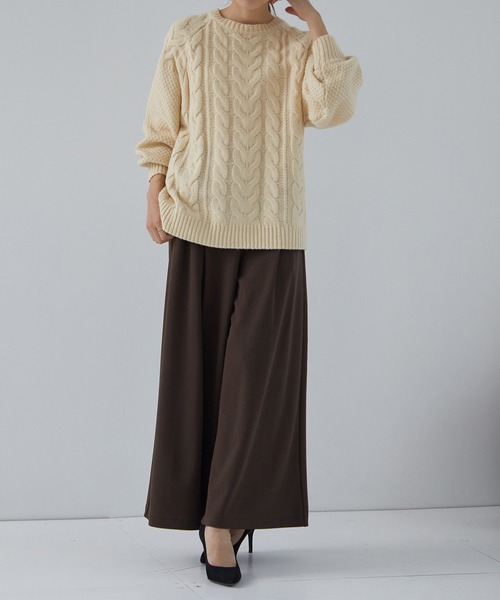 for/c(フォーシー)の「ケーブル編みゆるニットプルオーバー【サスティナブル】(ニット/セーター・レディース・ベージュ/アイボリー/グレー・M/L)」の22枚目の写真