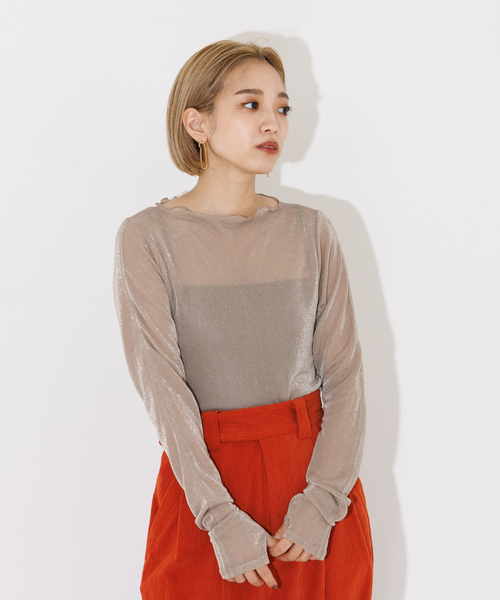 NOMINE（ノミネ）の「シアーラメメロウ2WAYプルオーバー（Tシャツ/カットソー・レディース・ブラック/ゴールド/グレイッシュベージュ/ベージュ・フリー）」の14枚目の写真