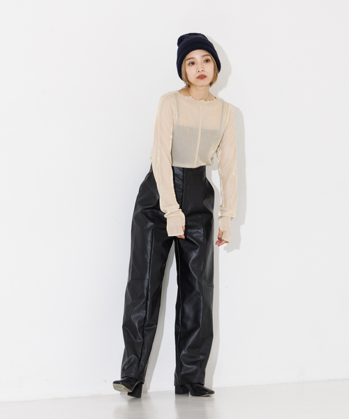 NOMINE（ノミネ）の「シアーラメメロウ2WAYプルオーバー（Tシャツ/カットソー・レディース・ブラック/ゴールド/グレイッシュベージュ/ベージュ・フリー）」の15枚目の写真