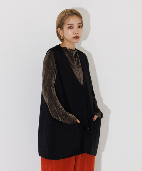 NOMINE（ノミネ）の「シアーラメメロウ2WAYプルオーバー（Tシャツ/カットソー・レディース・ブラック/ゴールド/グレイッシュベージュ/ベージュ・フリー）」の20枚目の写真