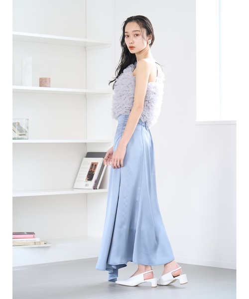 Stylevoice for xxx(スタイルヴォイスフォー)の「ナローシルエットサテンスカート(スカート・レディース・オフホワイト/ブルー/ブラウン・FREE)」の12枚目の写真