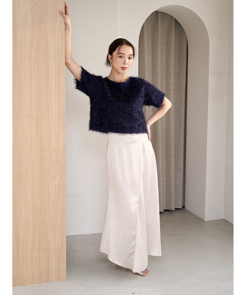 Stylevoice for xxx(スタイルヴォイスフォー)の「ナローシルエットサテンスカート(スカート・レディース・オフホワイト/ブルー/ブラウン・FREE)」の10枚目の写真