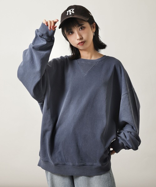 ZIP FIVE(ジップファイブ)の「【ZIP FIVE】 ピグメント ビッグシルエット 長袖 スウェット トレーナー / プルオーバー(スウェット・レディース・ブラック/ネイビー/アイボリー・LARGE/MEDIUM/X-LARGE)」の21枚目の写真