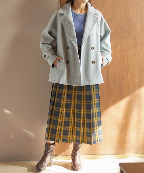 Honeys（ハニーズ）の「ピーコート（ピーコート・レディース・杢グレー/アイボリー/モカ/ネイビー/ブラック・L/M/S/LL）」の16枚目の写真