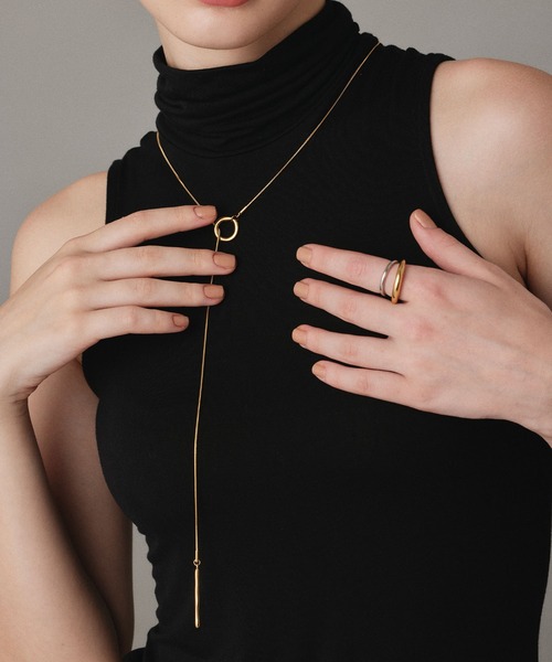 CENE（セネ）の「【CENE】セネ/ニュアンスリングラリエット（ネックレス・レディース・ゴールド/シルバー・FREE）」の2枚目の写真