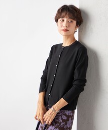 《アンサンブル対応》《手洗い可能》ラメ配色W100 クルーネックカーディガン