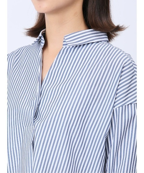 m.f.editorial(エムエフエディトリアル)の「【WEB限定販売】m.f.エディトリアル レディース 形態安定 スキッパープルオーバー長袖ブラウス(ビジネスシャツ・レディース・ホワイト/ネイビー・S/LARGE/MEDIUM)」の18枚目の写真