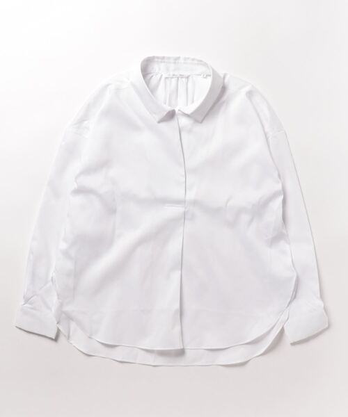 m.f.editorial(エムエフエディトリアル)の「【WEB限定販売】m.f.エディトリアル レディース 形態安定 スキッパープルオーバー長袖ブラウス(ビジネスシャツ・レディース・ホワイト/ネイビー・S/LARGE/MEDIUM)」の12枚目の写真