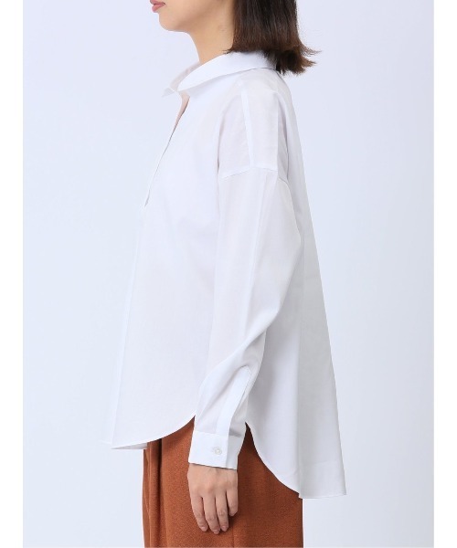 m.f.editorial(エムエフエディトリアル)の「【WEB限定販売】m.f.エディトリアル レディース 形態安定 スキッパープルオーバー長袖ブラウス(ビジネスシャツ・レディース・ホワイト/ネイビー・S/LARGE/MEDIUM)」の10枚目の写真