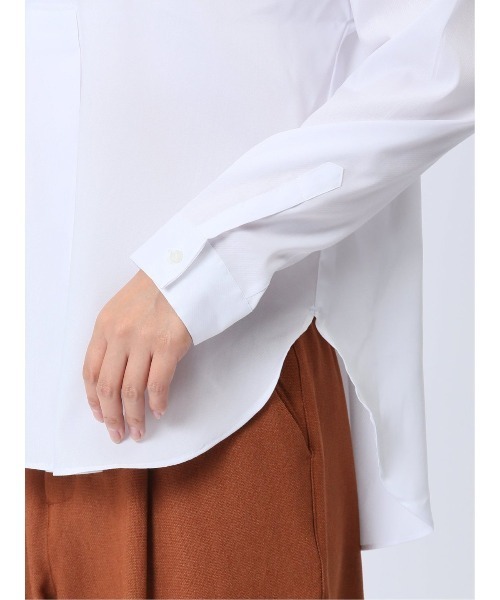 m.f.editorial(エムエフエディトリアル)の「【WEB限定販売】m.f.エディトリアル レディース 形態安定 スキッパープルオーバー長袖ブラウス(ビジネスシャツ・レディース・ホワイト/ネイビー・S/LARGE/MEDIUM)」の7枚目の写真