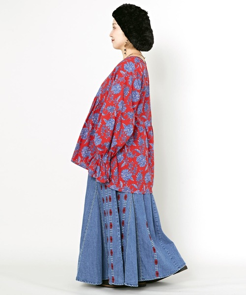 チャイハネ（チャイハネ）の「【チャイハネ】ソンデニ刺繍スカート（デニムスカート・レディース・ライトブルー/ダークブルー・FREE）」の9枚目の写真