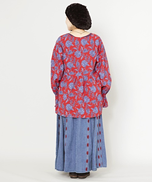 チャイハネ（チャイハネ）の「【チャイハネ】ソンデニ刺繍スカート（デニムスカート・レディース・ライトブルー/ダークブルー・FREE）」の10枚目の写真