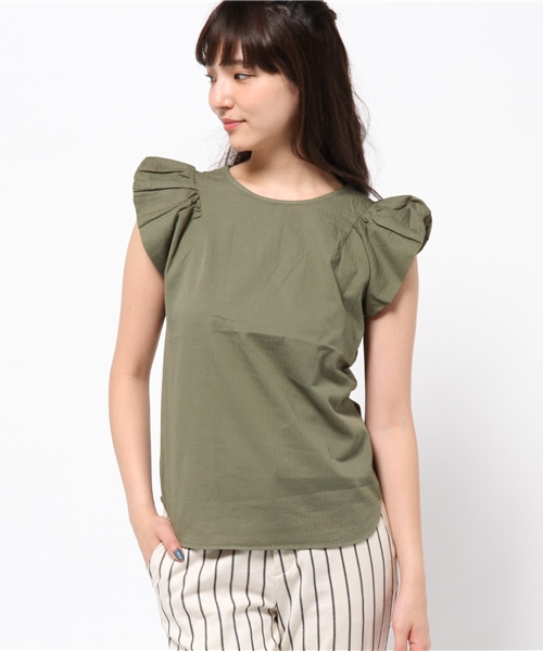 Kastane（カスタネ）の「【Kastane】袖ギャザーブラウス（シャツ/ブラウス・レディース・カーキ/レッド/ブラック/アイボリー・FREE）」の16枚目の写真