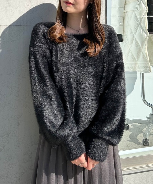 INGNI(イング)の「Backリボンフェザーヤーンニット(ニット/セーター・レディース・ライトグレー/ピンク/ブラック/オフホワイト・M)」の13枚目の写真