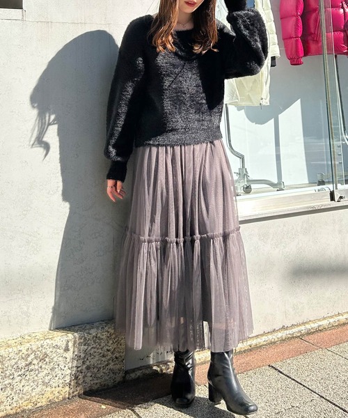 INGNI(イング)の「Backリボンフェザーヤーンニット(ニット/セーター・レディース・ライトグレー/ピンク/ブラック/オフホワイト・M)」の16枚目の写真